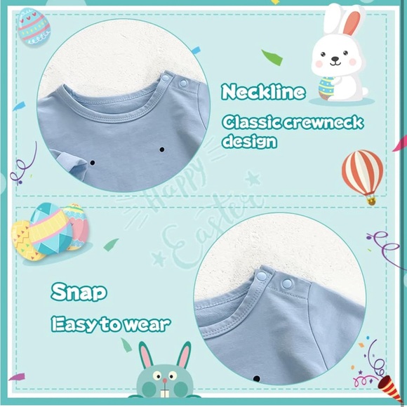 Baby👶🏽EasterOutfitsGirls👧🏻Boys👦🏻Bunny🐇RomperJumpsuit w RabbitHatSz6-9M - Picture 8 of 12